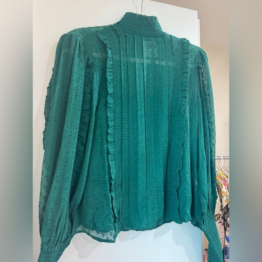 Farm Rio Emerald ruffled long sleeve blouse - Picture 7 of 8